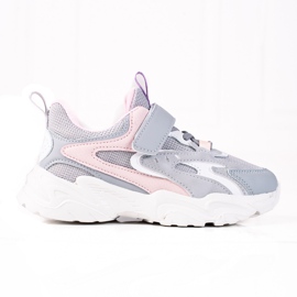 Shelovet gyerek tornacipő vastag talpon, világosszürke rózsaszín Shelovet gyerek tornacipő vastag talpon, világosszürke rózsaszín