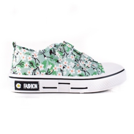 Shelovet gyerek tornacipő zöld virágokkal ["fehér", "zöld", "sárga"]