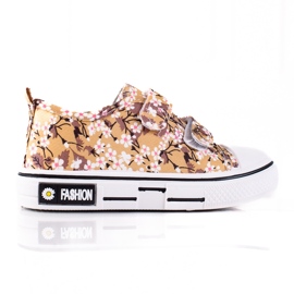 Shelovet gyerek tornacipő bézs színű virágokkal fehér barna Shelovet gyerek tornacipő bézs színű virágokkal fehér barna