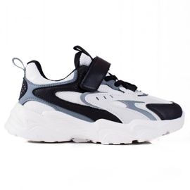 Shelovet gyermek tornacipő vastag talpon fekete-fehér színben szürke