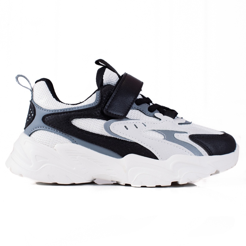 Shelovet gyermek tornacipő vastag talpon fekete-fehér színben szürke