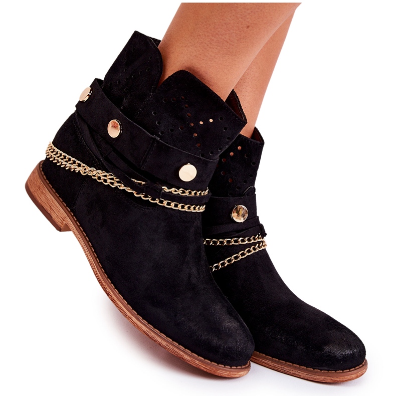 WS1 Velúr csizma Rejtett Wedge Black Verine fekete