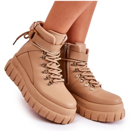 FB3 Divatos női bokacsizma bézs La Blanca