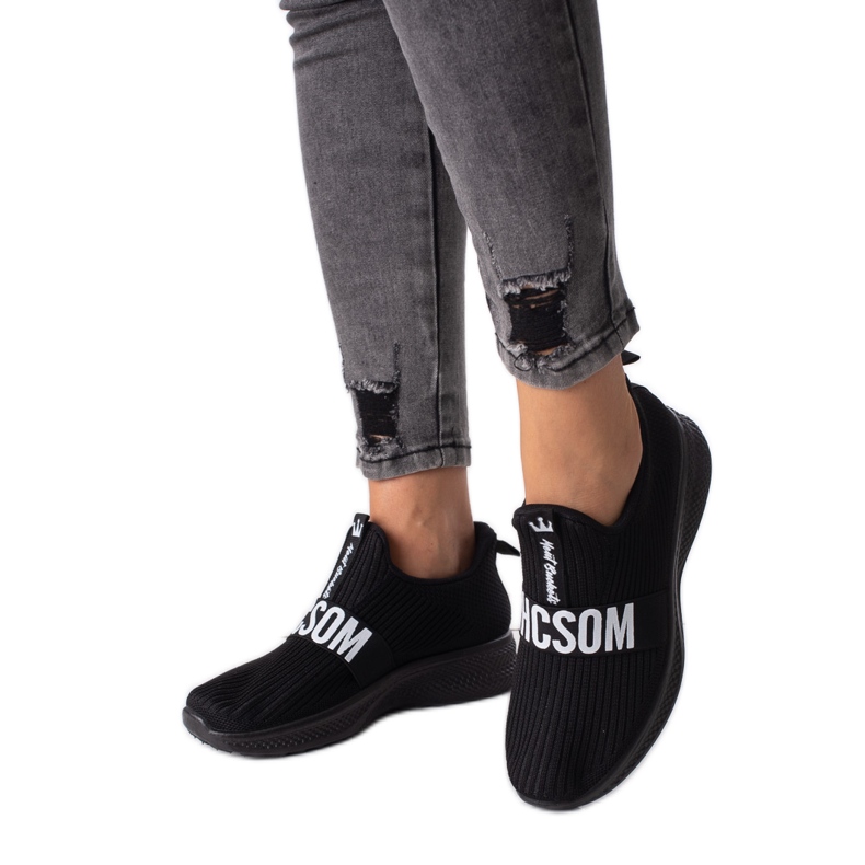 Shelovet női fekete textil tornacipő