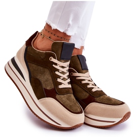 PS1 Női velúr sportcipő zöld-bézs Elise