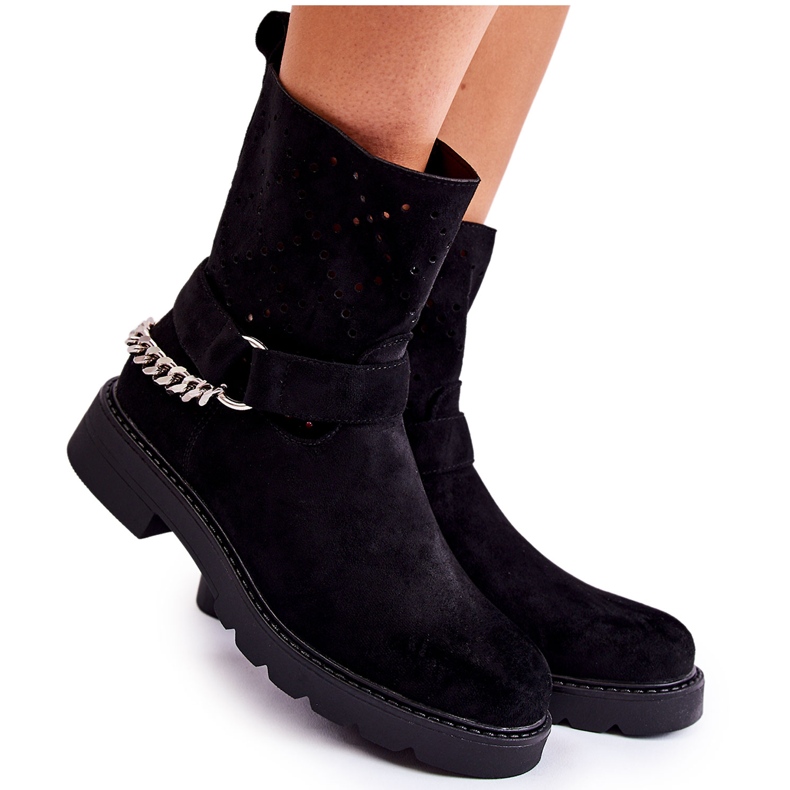 Áttört cipzárral, lánccal Fekete Chantelle cipzárral