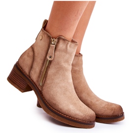 Velúr csizma alacsony oszlopon Bézs Laurisa