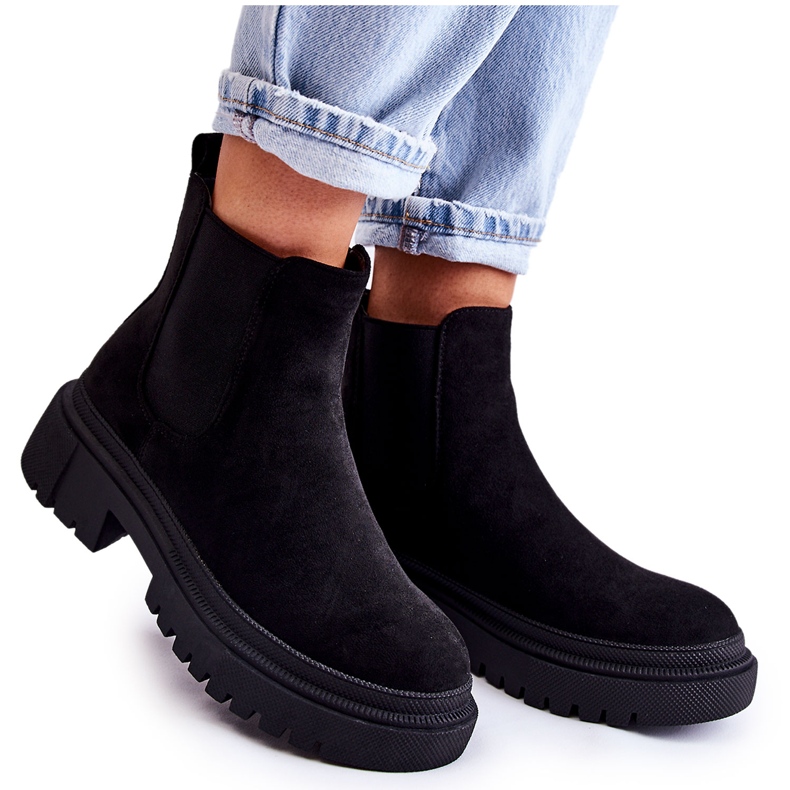 PS1 Fekete Lorea Suede Slip On Worker Boots