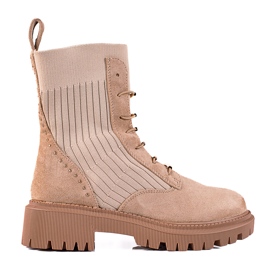 SHELOVET Bézs velúr csomós táskák