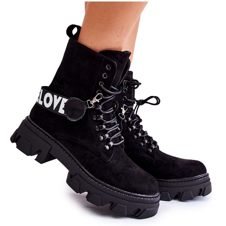 Velúr magas csizma fekete Danity melegítéssel