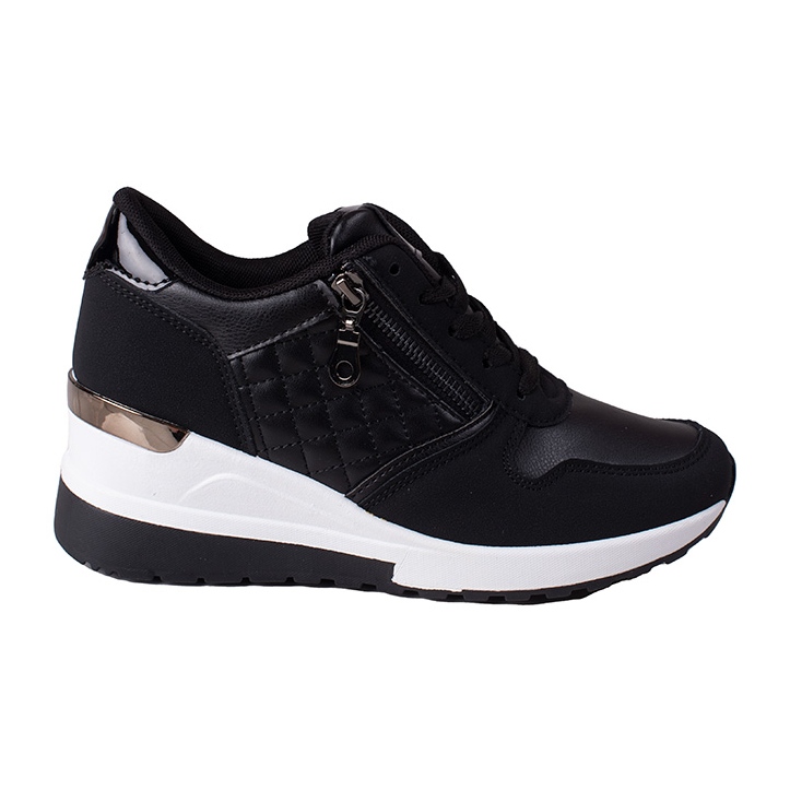 Női Shelovet fekete tornacipő foltvarróval