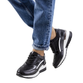 Fekete Veloso bőr tornacipő