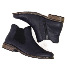 Női meleg Chelsea csizma, sötétkék Rieker Z4994-14 fekete