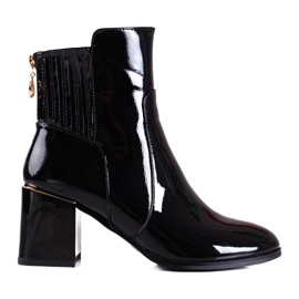 Fekete Shelovet női csizma lakk eco bőrből