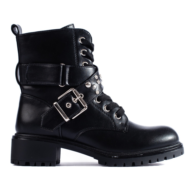 Shelovet női munkacsizma díszövvel fekete