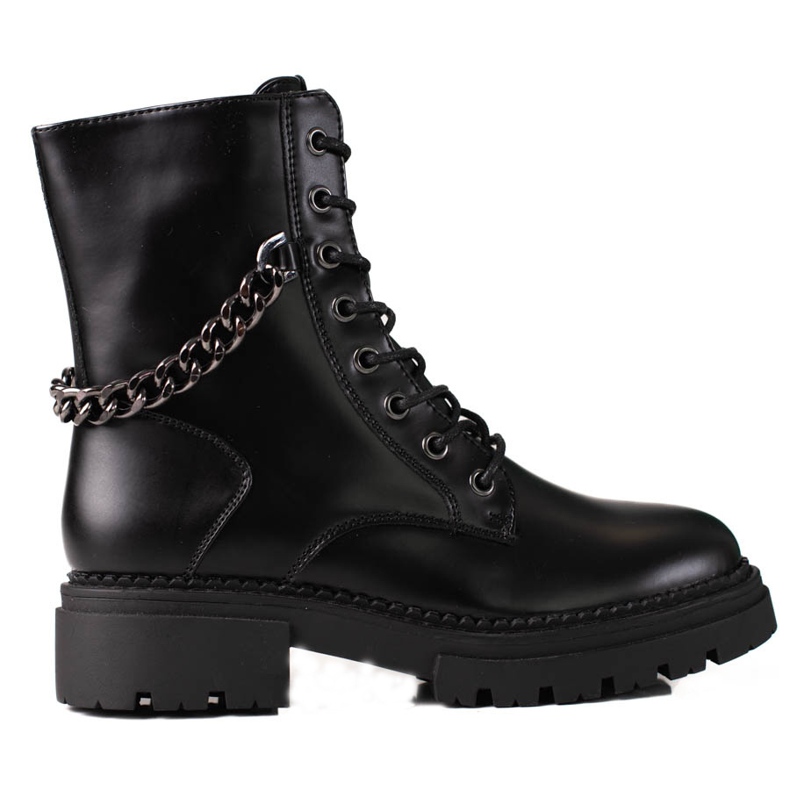 Fekete női táskák Shelovet lánccal, vastag platformon