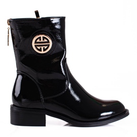 Lakkozott magas csizma Shelovet fekete