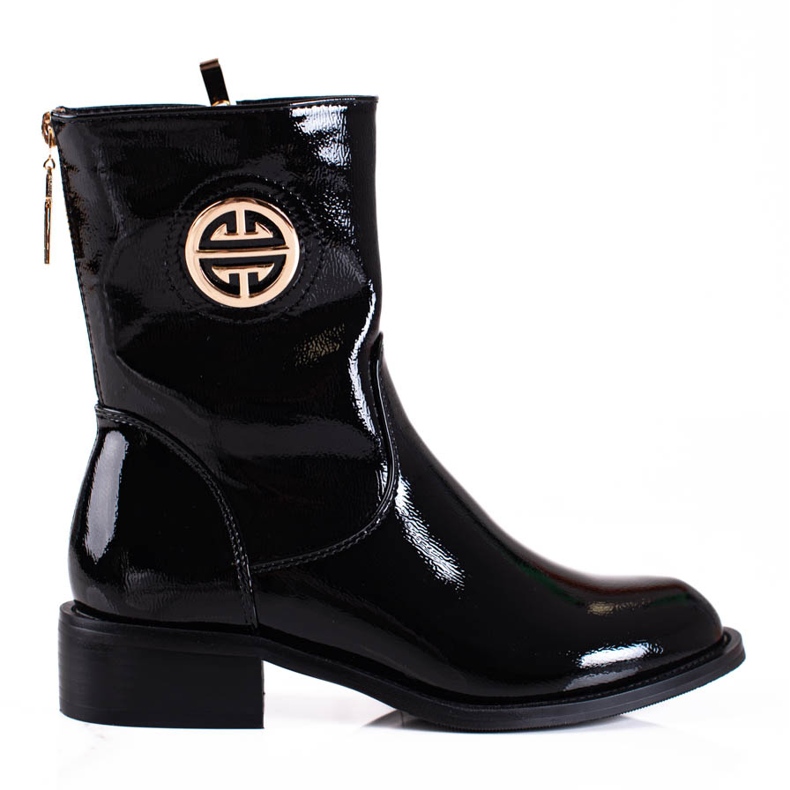 Lakkozott magas csizma Shelovet fekete