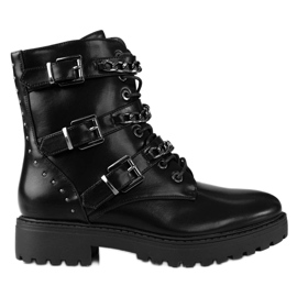 Fekete Shelovet női táskák láncokkal Fekete Shelovet női táskák láncokkal