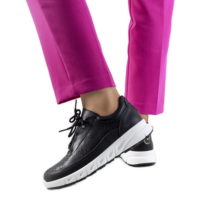 Fekete bőr Kaypa tornacipő