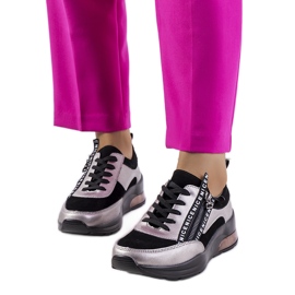 Fekete bőr Belita tornacipő szürke