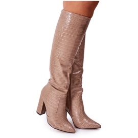 Divatos Sötétbézs Állandó Csizmák Egy Báron