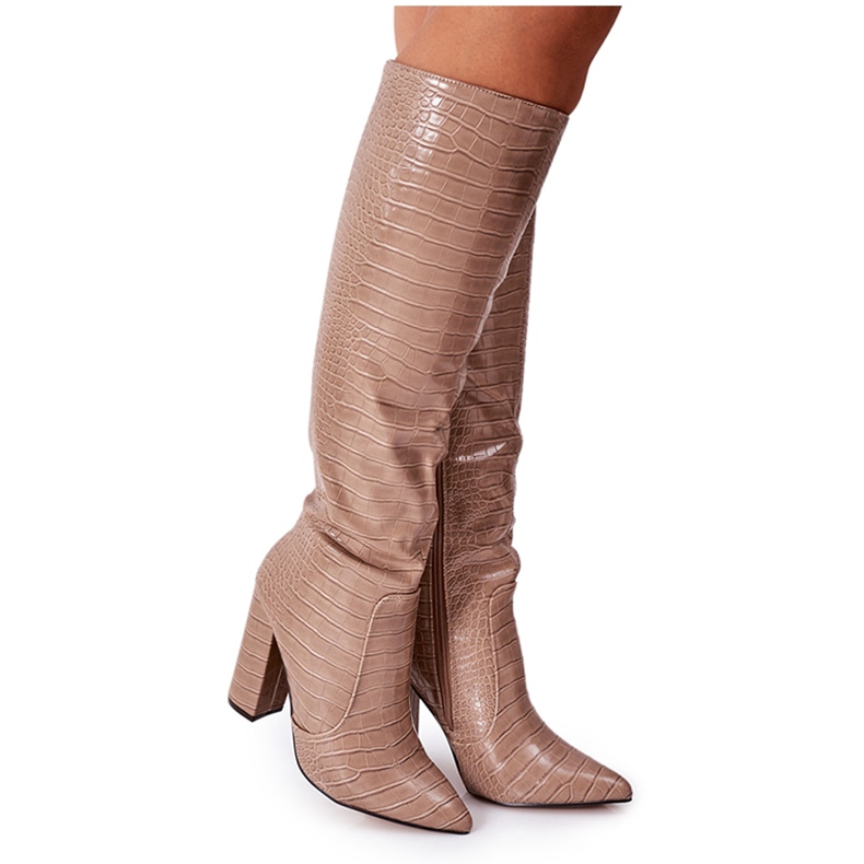 Divatos Sötétbézs Állandó Csizmák Egy Báron Divatos Sötétbézs Állandó Csizmák Egy Báron