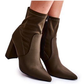 Khaki Amile női anyagú magassarkú csizma barna