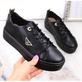 Bőr női cipők a fekete Filippo platformon