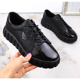 Bőr cipő női csipke -Up fekete filippo lakkozott Bőr cipő női csipke -Up fekete filippo lakkozott