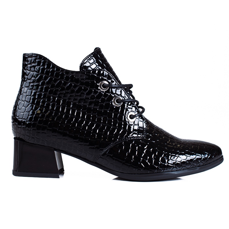 Fekete Vinceza női alacsony csizma fűzéssel