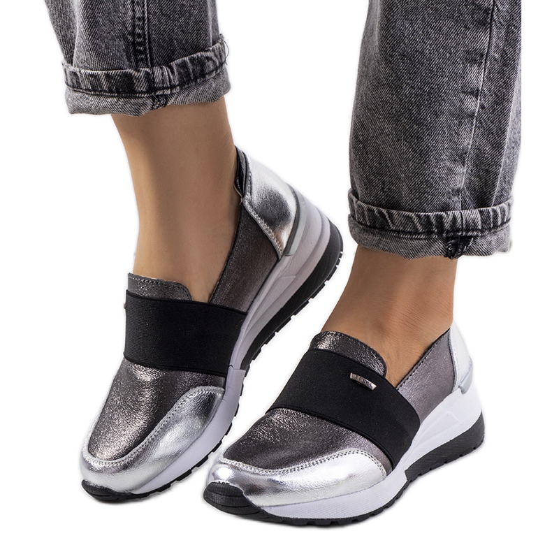 Campina ezüst színű bőr tornacipő szürke Campina ezüst színű bőr tornacipő szürke