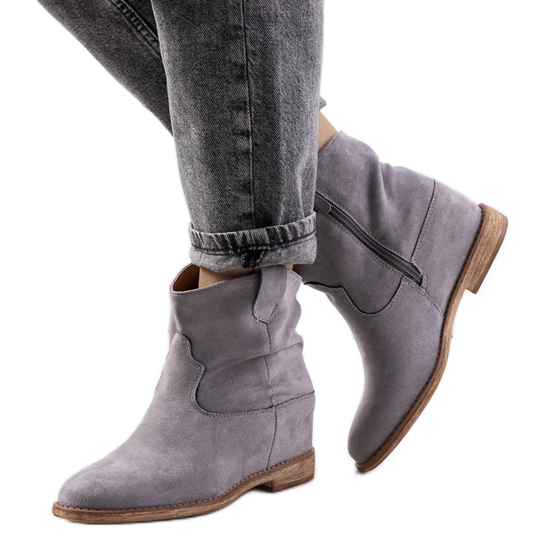 Szürke csizma beltéri Hunjet éksarkú