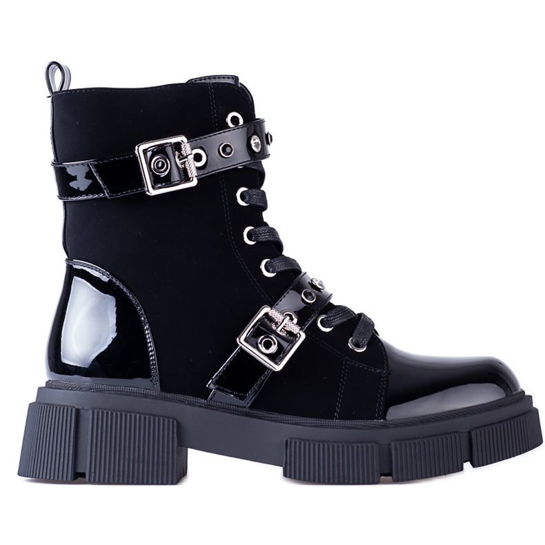 Fekete Shelovet női táskák dekoratív csatokkal