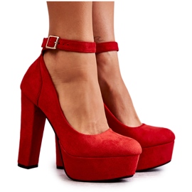 WS1 Velúr Pumpák A Rivia Red Platformon piros