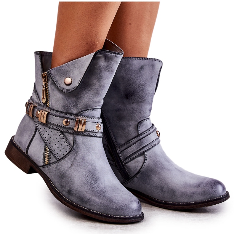 PG1 Női magas csizma kék Alisa díszekkel PG1 Női magas csizma kék Alisa díszekkel