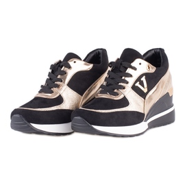 Vinceza Fekete-arany színű Potocki női tornacipő éksarkú aranysárga