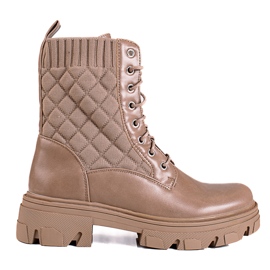 Shelovet női fűzős steppelt táskák bézs barna