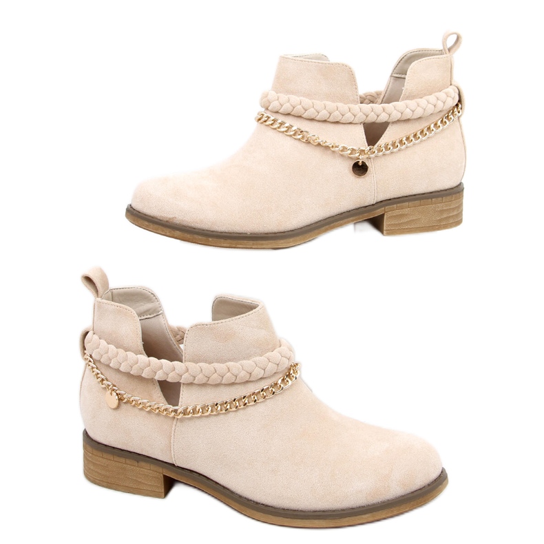 Kivágott csizma Cupro Beige lánccal bézs