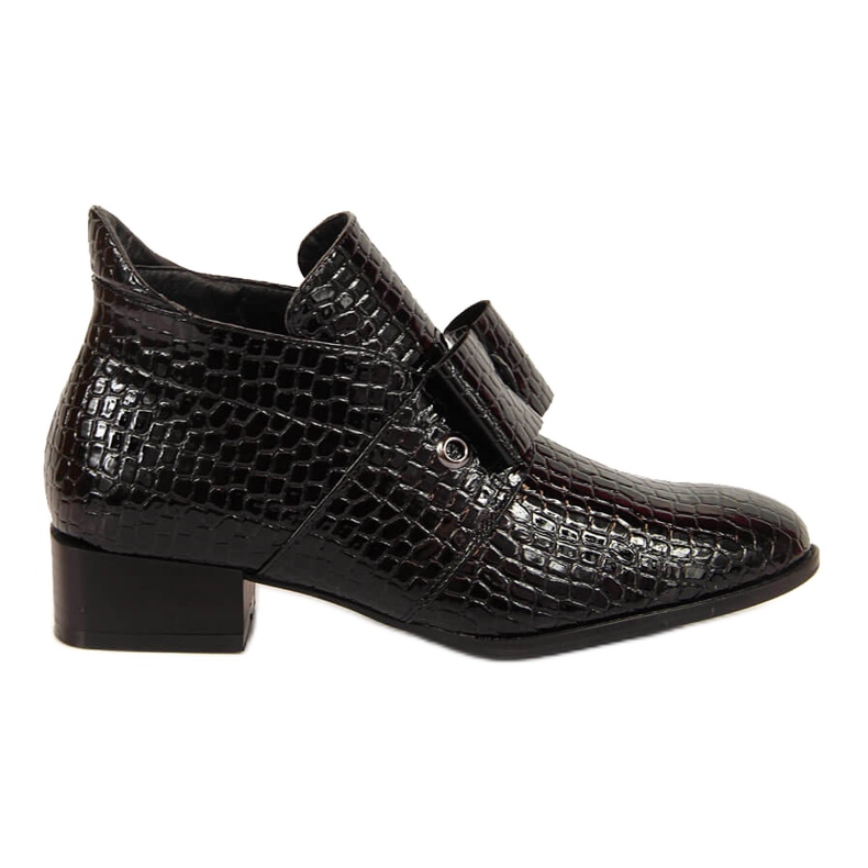 Női csizma Jodhpur csizma lakkozott fekete Potocki masnival