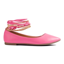 Shelovet női rózsaszín balerinák lánccal Shelovet női rózsaszín balerinák lánccal