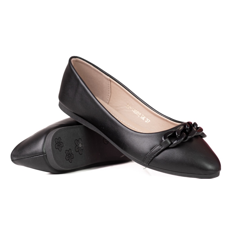 W. Potocki Női fekete hegyes balerinák Potocki lánccal