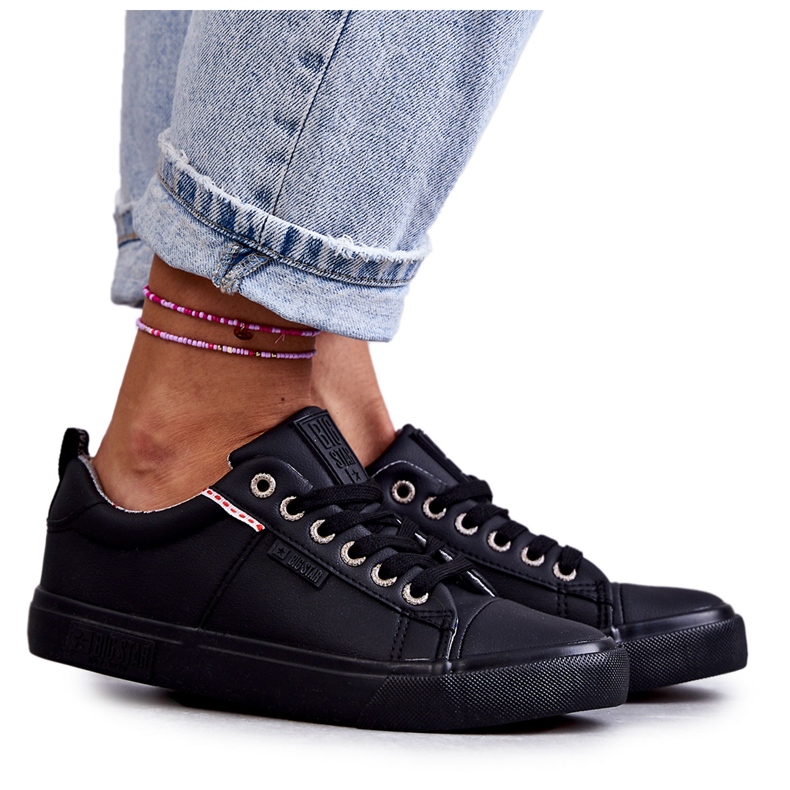 Alacsony női bőr tornacipő Big Star KK274006 fekete