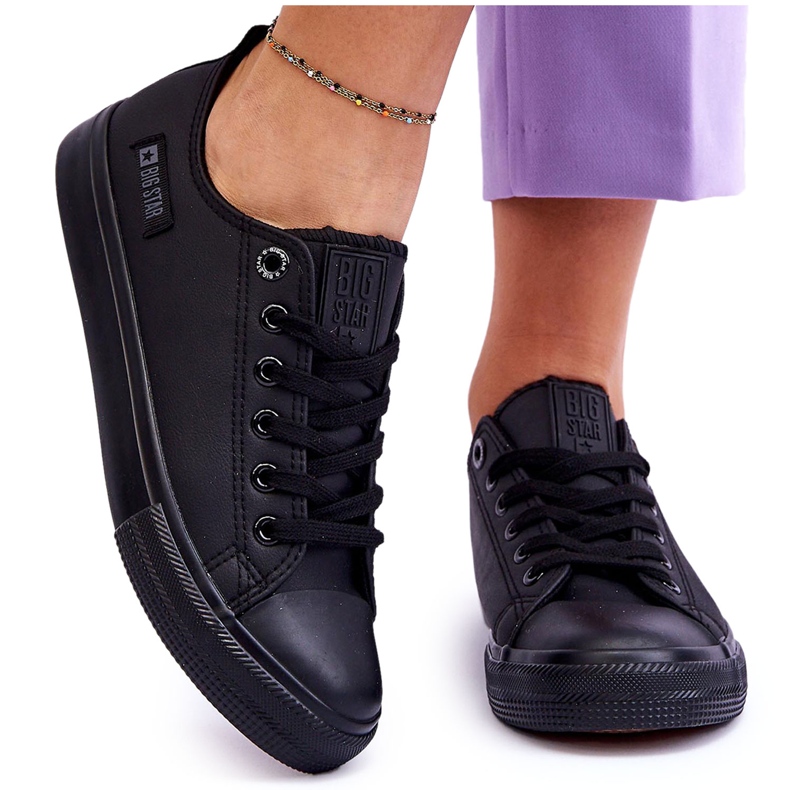 Női alacsony bőr tornacipő Big Star KK274011 fekete