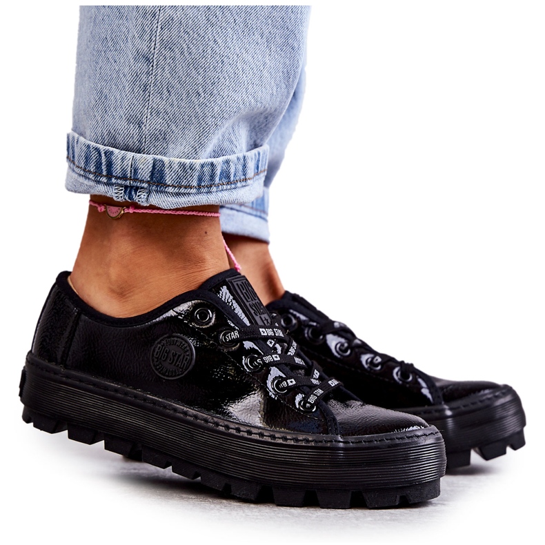 Divatos lakkozott tornacipő Big Star KK274044 fekete