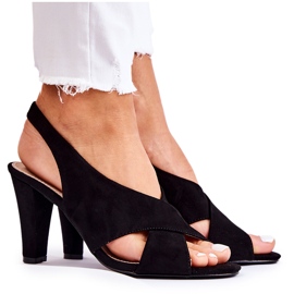 S.Barski Divatos fekete Therala velúr szandál