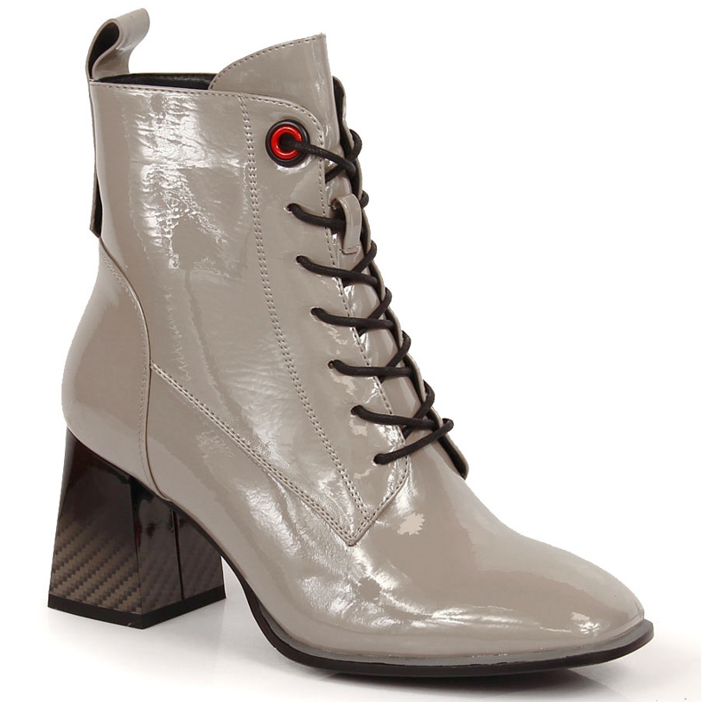 S.Barski Lakkozott csizma a poszton, meleg szürke S. Barski