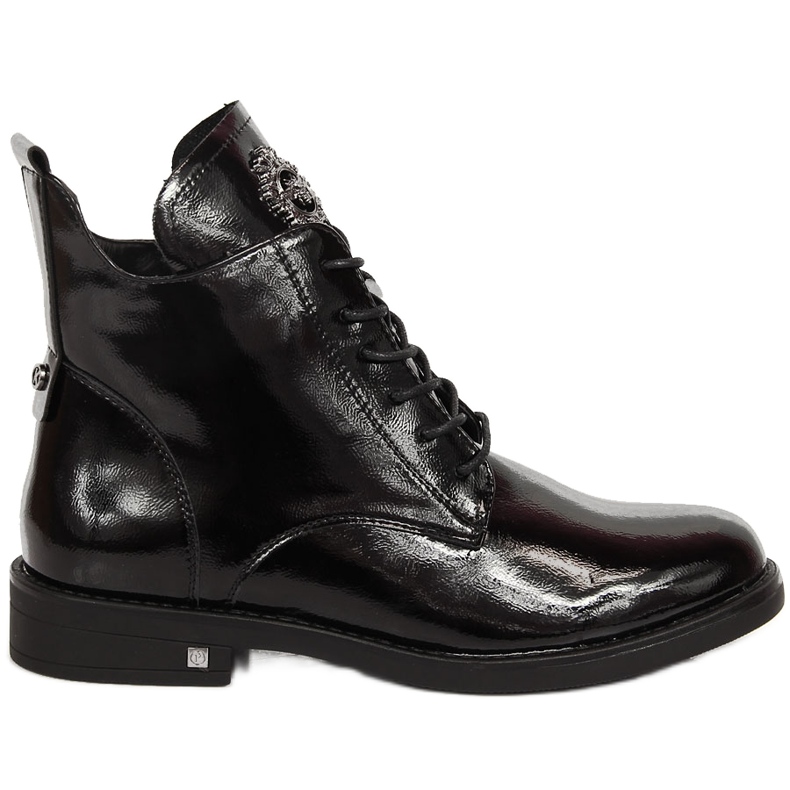 Női fekete lakkozott hőszigetelt csizma Potocki