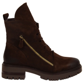 Női barna csizma cipzárral, Potocki