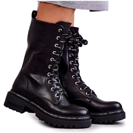 PG1 Magas meleg női csizma, megkötve, fekete Darla